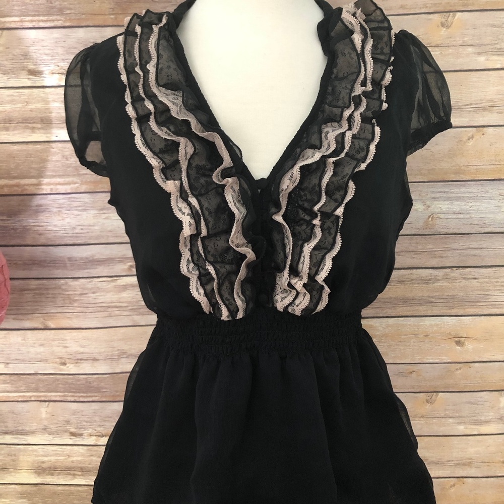 Black Ruffle Blouse